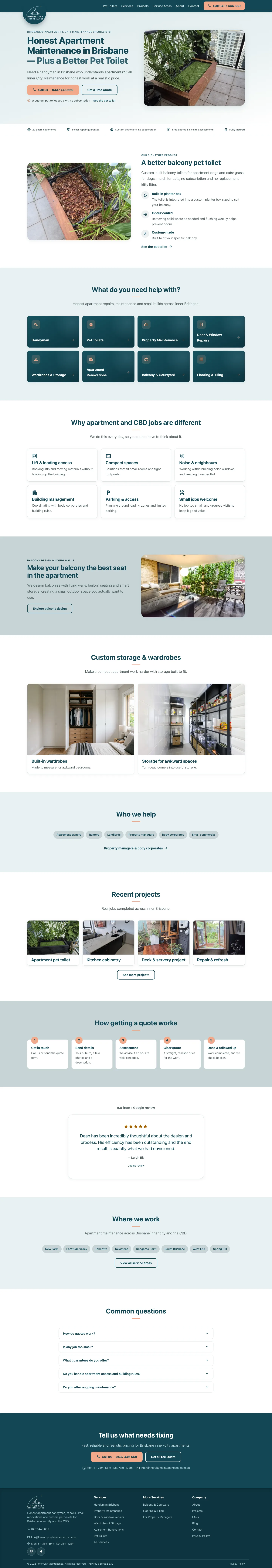 Inner City Maintenance website — apartment maintenance and handyman services, Brisbane QLD